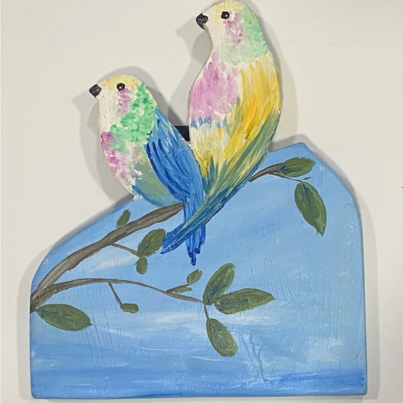 Hand Painted and Carved Birds and Chickadees in the Garden Wood Set of 4 - Picture 6 of 8